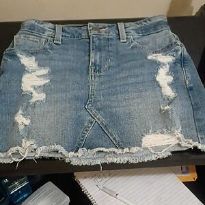Hollister Blue Distressed Mini Skirt